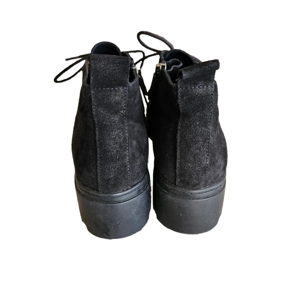 Eileen Fisher Black Suede Lace-Up Ankle Boots